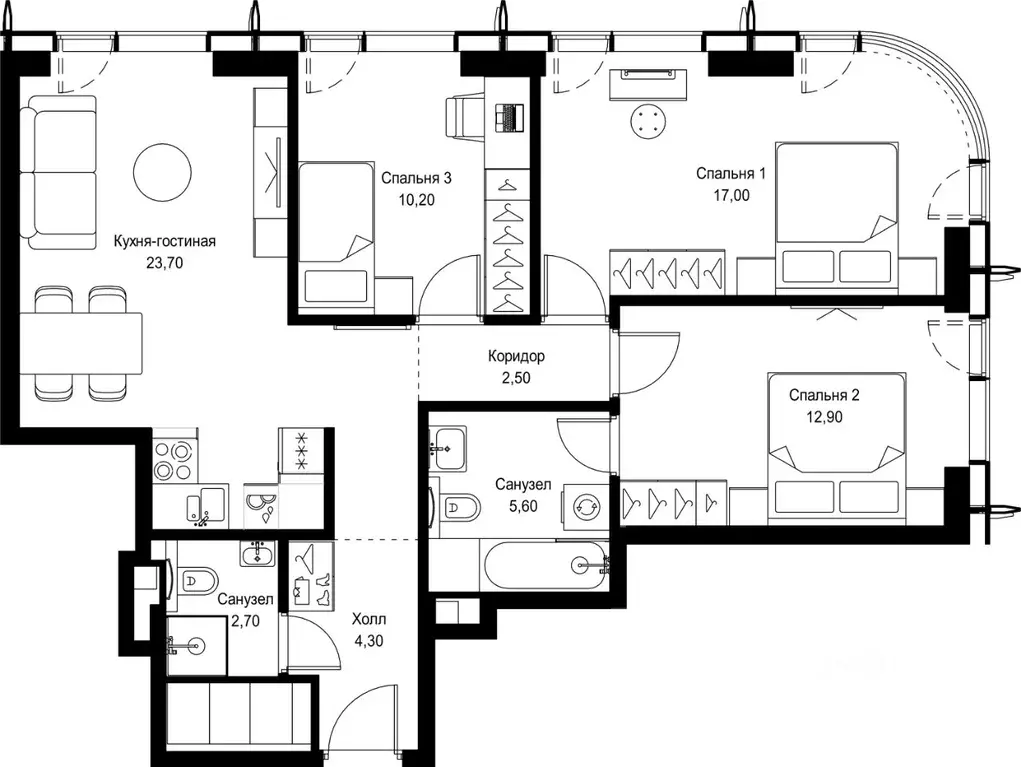 3-к кв. Москва Волоколамское ш., 91 (78.9 м) - Фото 2