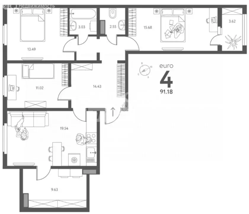 4-комнатная квартира: Липецк, улица Перова, 2Д (91.18 м) - Фото 1