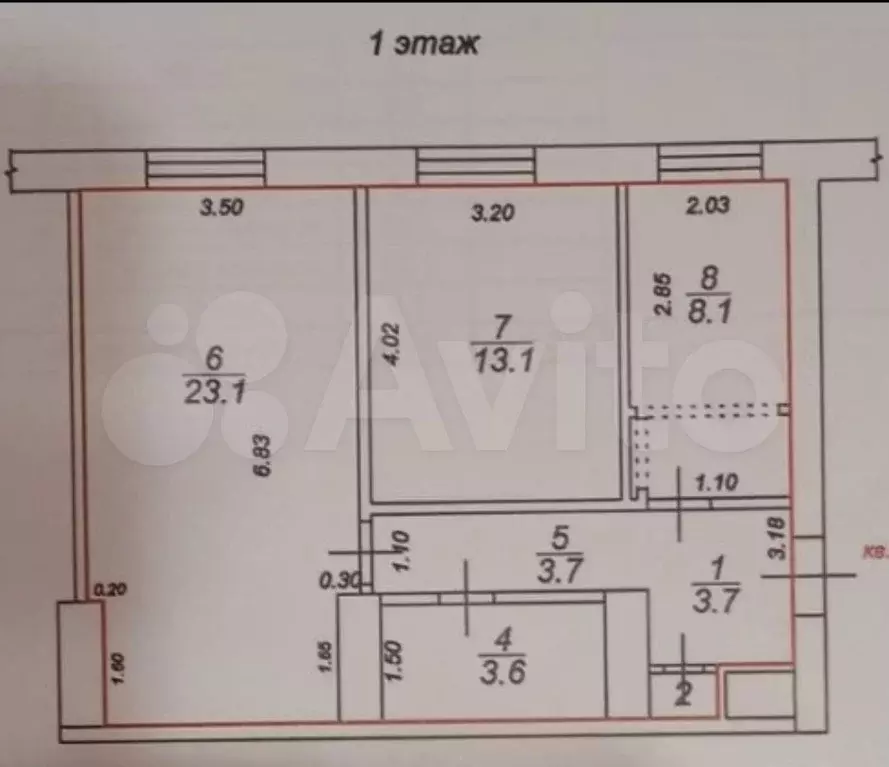 2-к. квартира, 56 м, 1/3 эт. - Фото 0