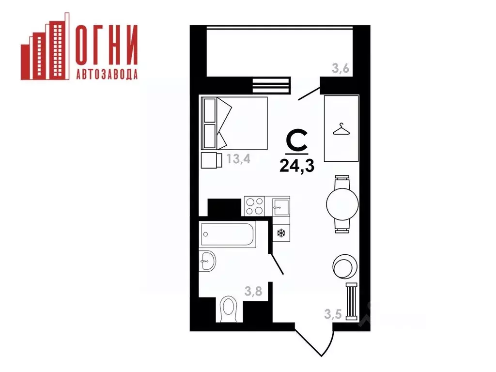 Студия Нижегородская область, Нижний Новгород Коломенская ул., 8к4 ... - Фото 1