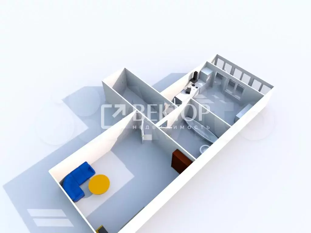 2-к. квартира, 49 м, 2/3 эт. - Фото 0
