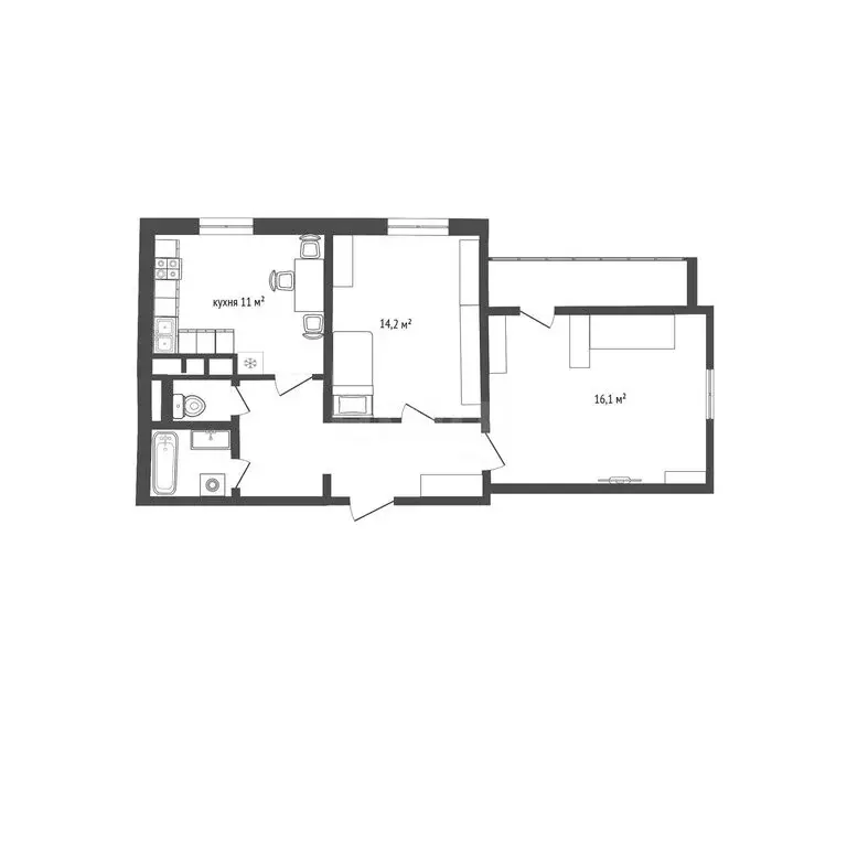 2-комнатная квартира: рабочий посёлок Разумное, микрорайон ... - Фото 1