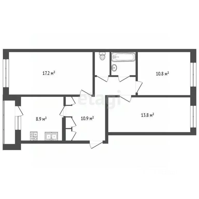 3-к кв. Марий Эл, Медведево городское поселение, Медведево пгт ул. ... - Фото 2