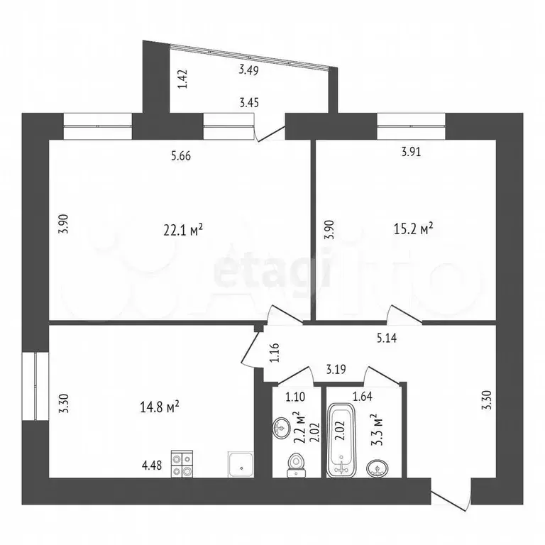 2-к. квартира, 68 м, 5/16 эт. - Фото 0