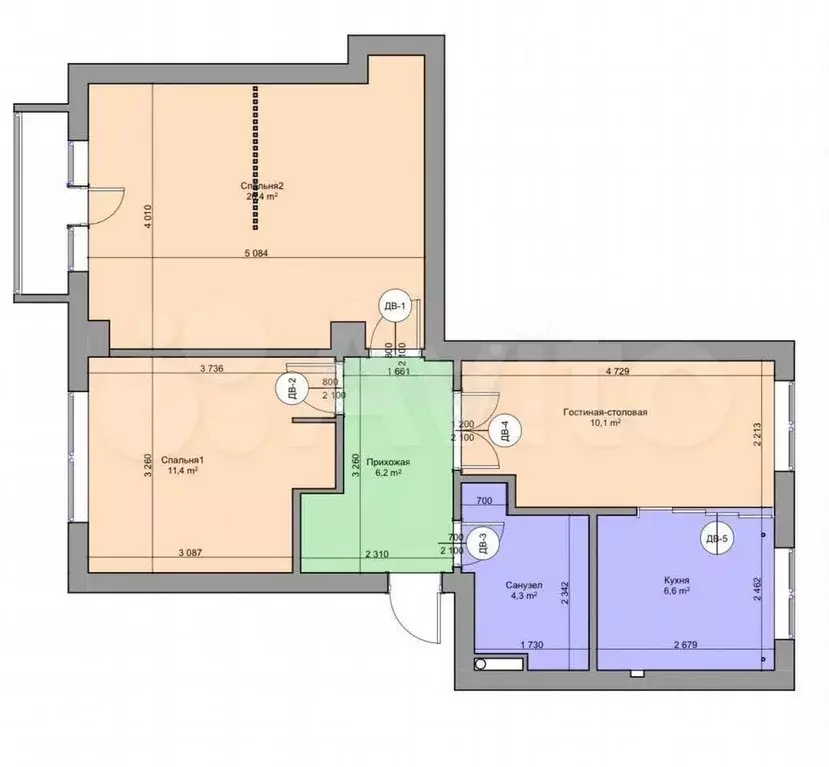 2-к. квартира, 60 м, 4/4 эт. - Фото 0
