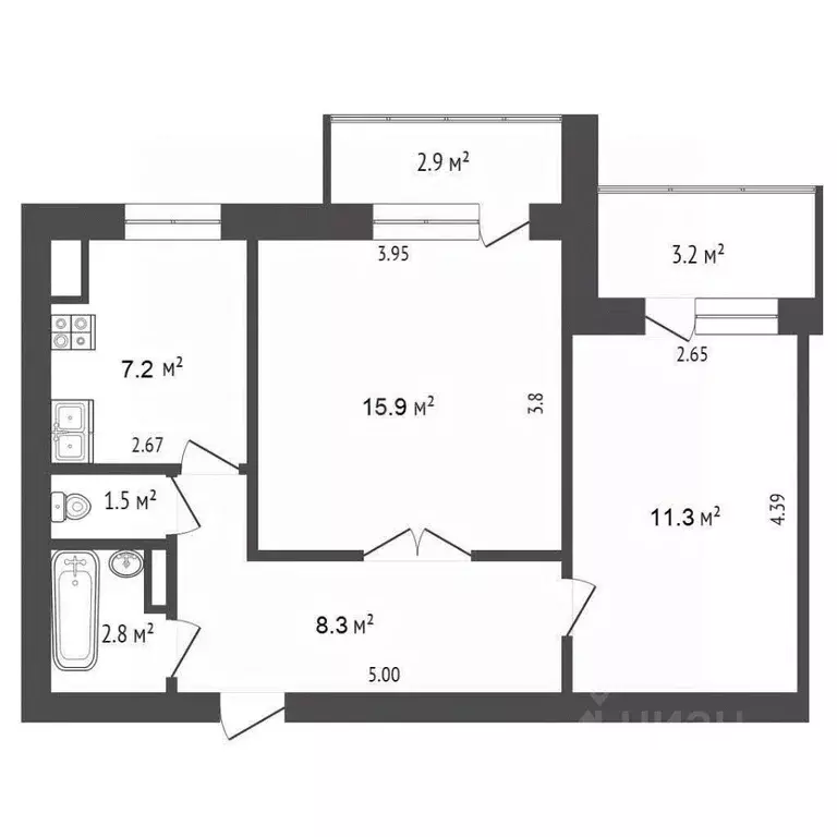 2-к кв. Крым, Евпатория ул. 60 лет ВЛКСМ (49.5 м) - Фото 1