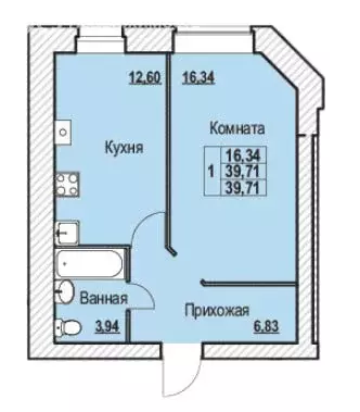 1-комнатная квартира: Ярославль, Шпальная улица, 38 (39.71 м) - Фото 1