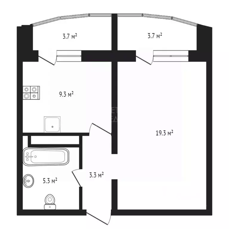 1-к кв. Тюменская область, Тюмень ул. Монтажников, 38 (37.0 м) - Фото 2