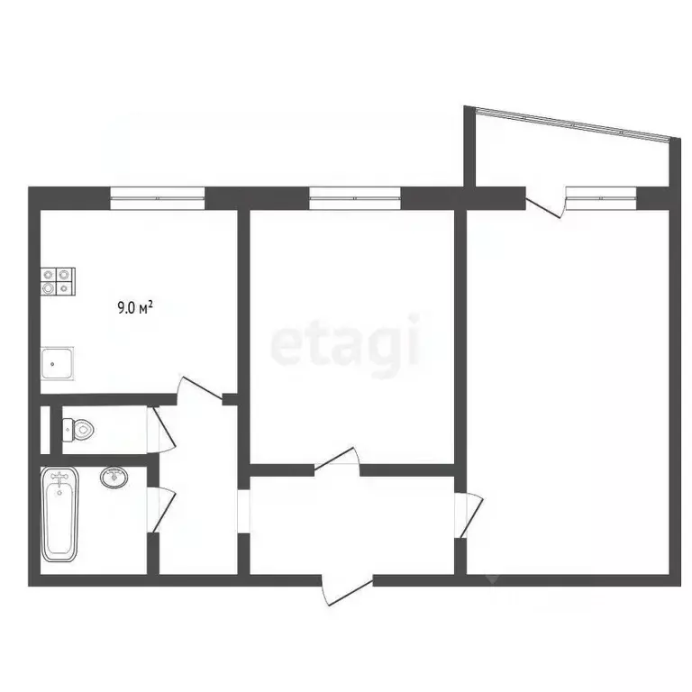 2-к кв. Тюменская область, Тюмень ул. Немцова, 41 (49.4 м) - Фото 1