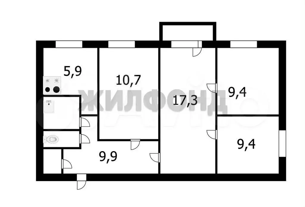 4-к. квартира, 61,1 м, 5/5 эт. - Фото 0