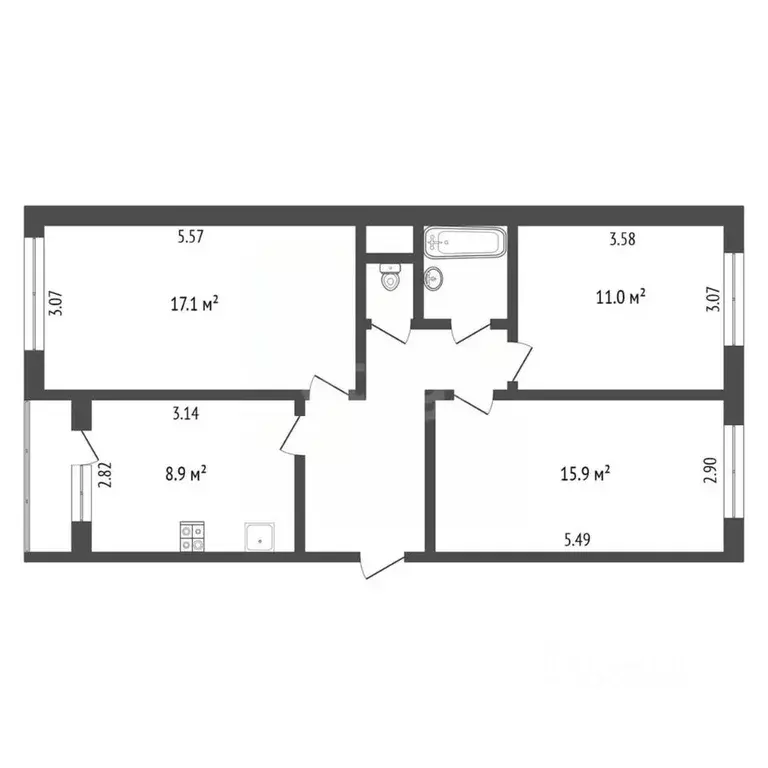 3-к кв. Псковская область, Печоры Юбилейная ул., 4 (66.3 м) - Фото 0