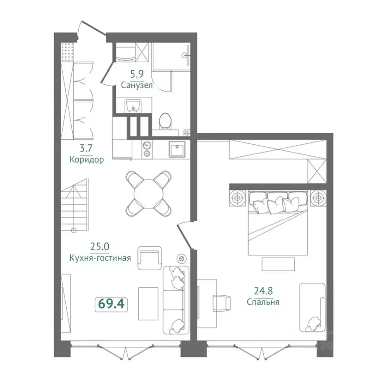 1-к кв. Крым, Саки  (69.4 м) - Фото 1