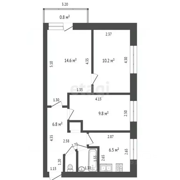 3-к кв. Башкортостан, Стерлитамак Коммунистическая ул., 11 (51.5 м) - Фото 0