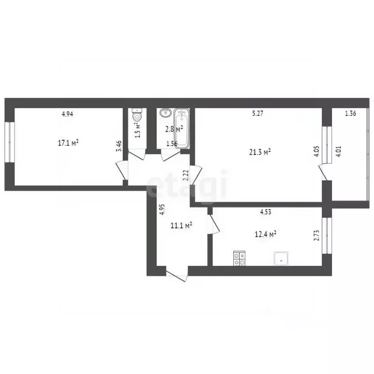 2-к кв. Орловская область, Орел ул. Трудовых Резервов, 36 (66.2 м) - Фото 2