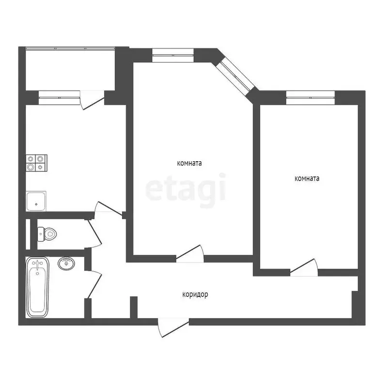 Квартира, 2 комнаты, 56 м - Фото 0