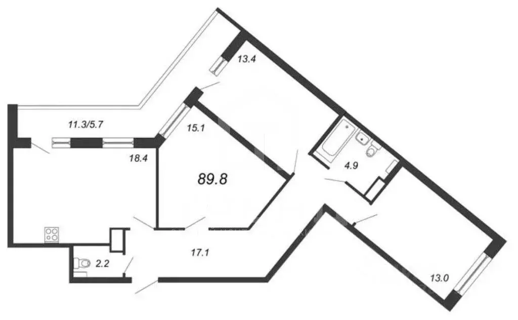 3-к кв. Санкт-Петербург дор. Кушелевская, 6к1 (84.0 м) - Фото 1