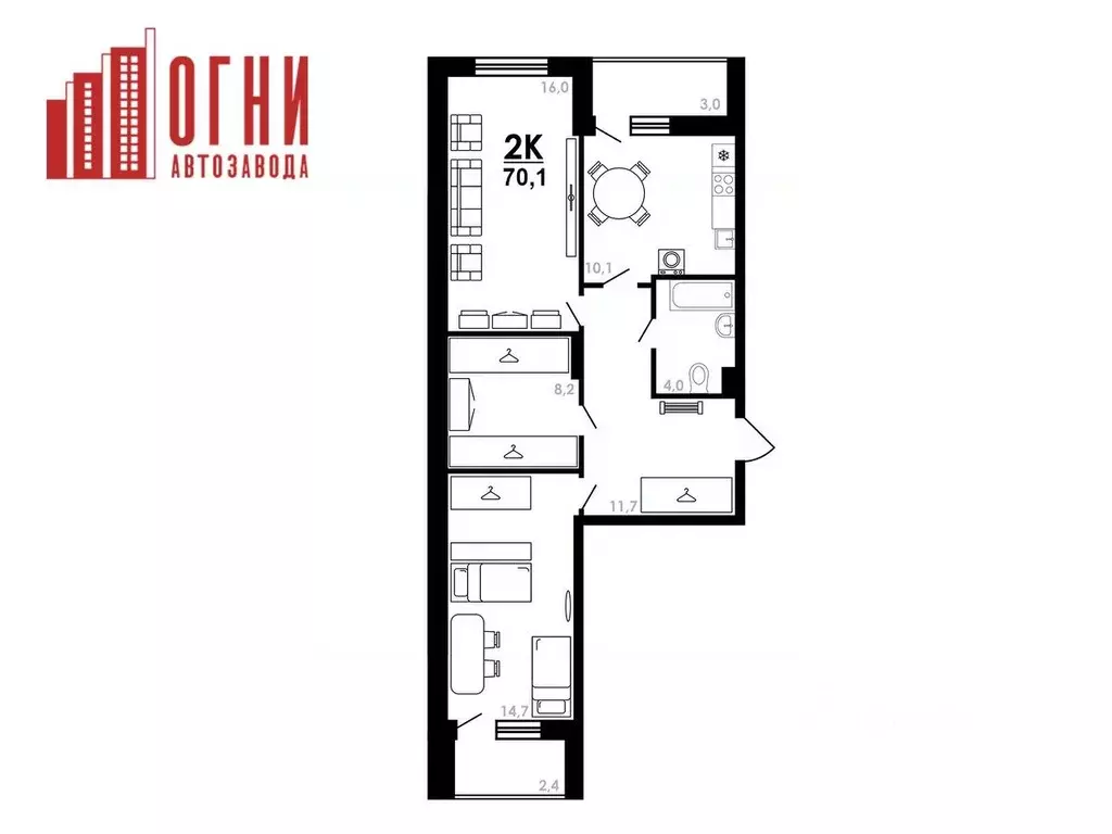 2-к кв. Нижегородская область, Нижний Новгород Коломенская ул., 8к4 ... - Фото 1