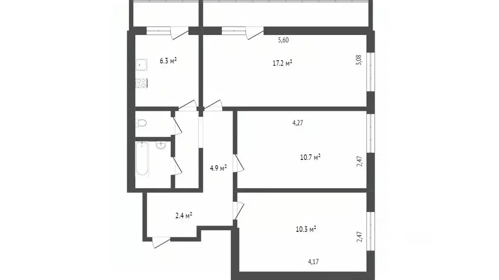 3-к кв. Ярославская область, Ярославль ул. Громова, 22 (57.0 м) - Фото 1