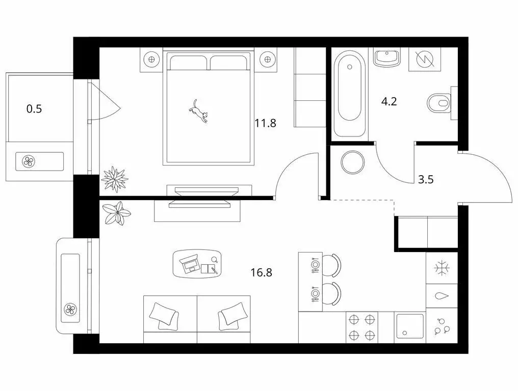 1-комнатная квартира: Казань, ЖК Сиберово (36.8 м) - Фото 0
