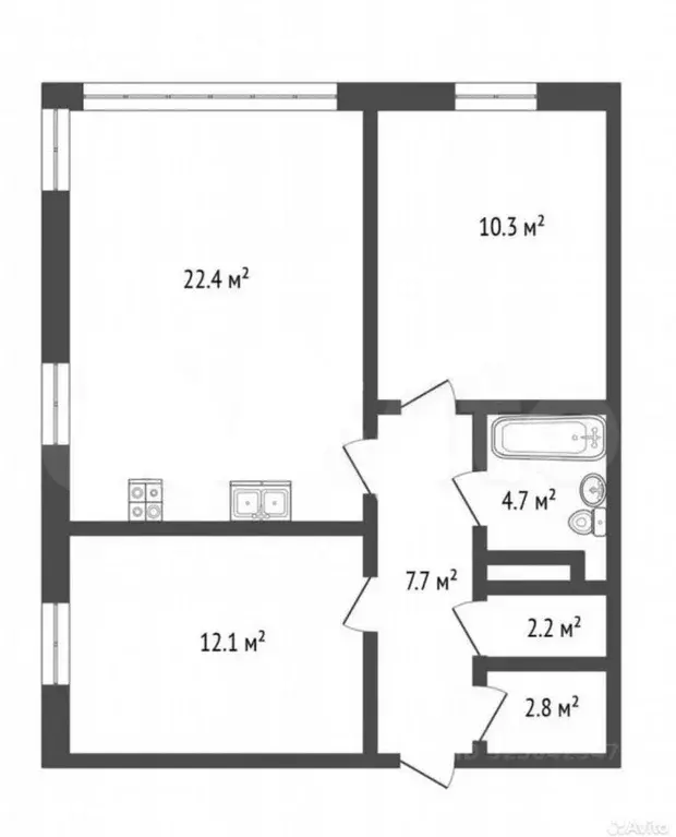 2-к кв. Тюменская область, Тюмень ул. Монтажников, 57 (55.5 м) - Фото 2