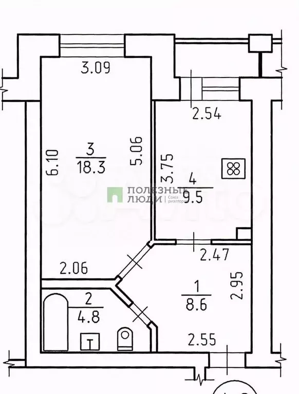 1-к. квартира, 41,2 м, 9/9 эт. - Фото 0