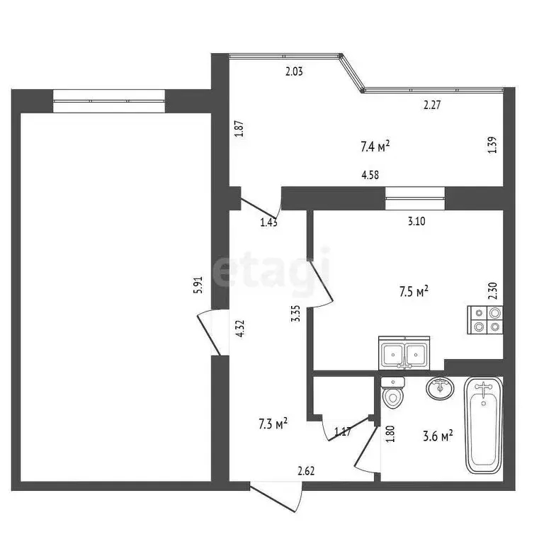 1-комнатная квартира: Сукко, Желанная улица, 9 (38 м) - Фото 1