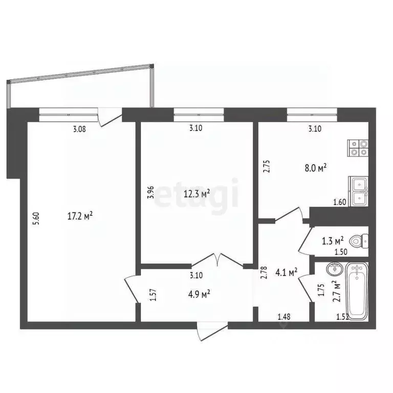 2-к кв. Оренбургская область, Оренбург ул. Ткачева, 79 (50.5 м) - Фото 2