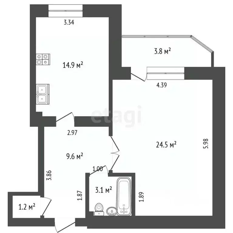 1-к кв. Тюменская область, Тюмень Ирбитская ул., 6 (53.3 м) - Фото 2
