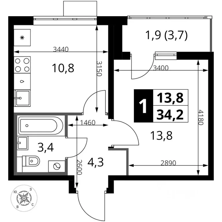 1-к кв. Московская область, Ленинский городской округ, пос. Битца ... - Фото 1