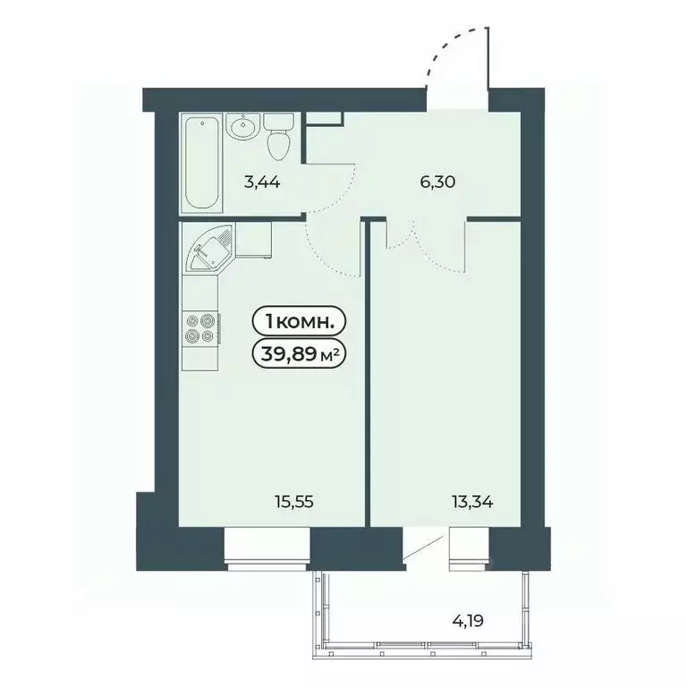 1-к кв. Красноярский край, Красноярск ул. Светлова, 25/1 (39.89 м) - Фото 1