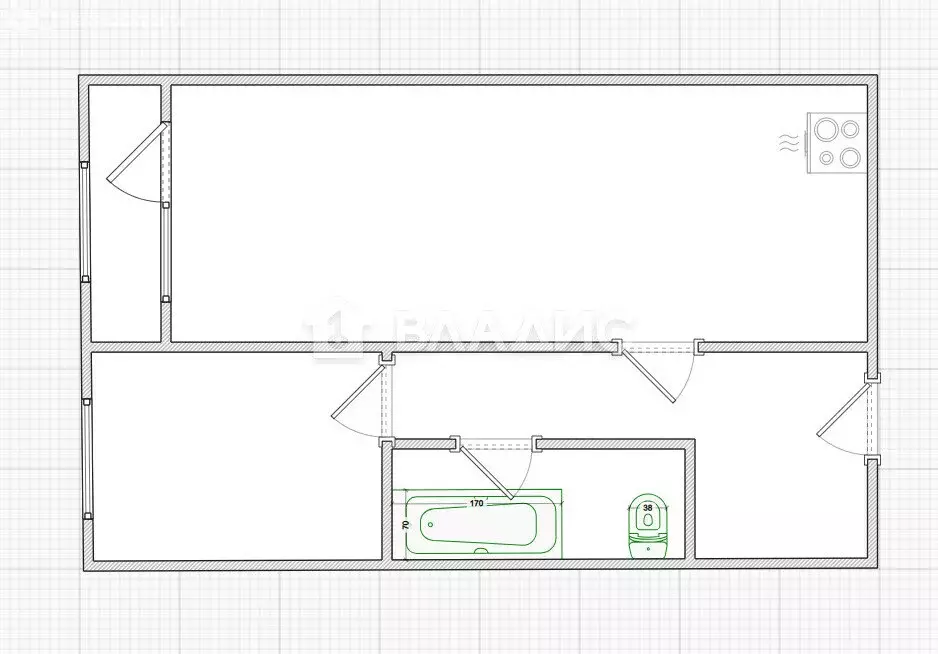 2-комнатная квартира: село Засечное, Центральная улица, 30к4 (35 м) - Фото 1