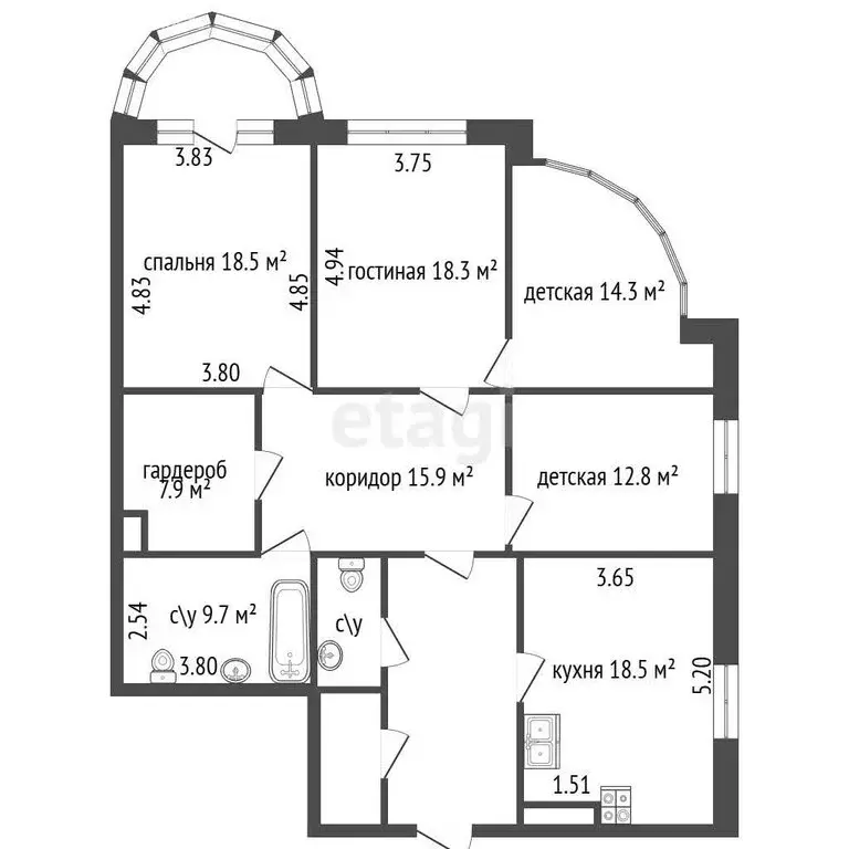 4-комнатная квартира: Пушкин, Малая улица, 40 (136.6 м) - Фото 1