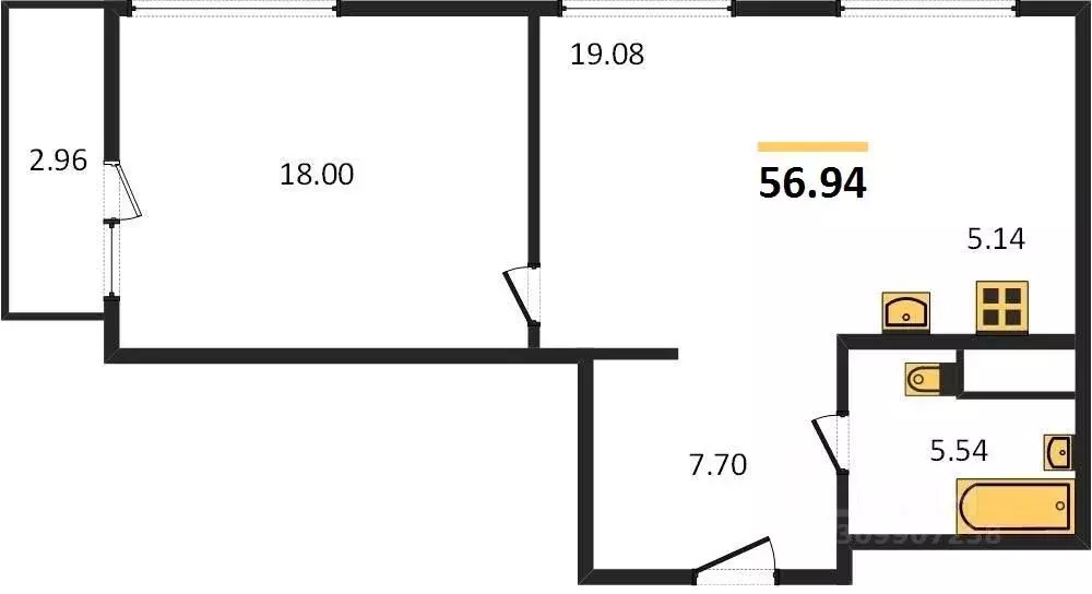 2-к кв. Новосибирская область, Новосибирск ул. Аэропорт, 1/5 (56.73 м) - Фото 0