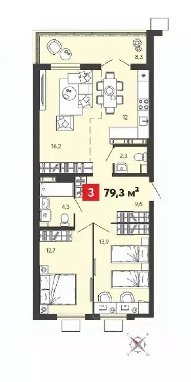 3-к кв. Пензенская область, Пензенский район, Засечный сельсовет, с. ... - Фото 1