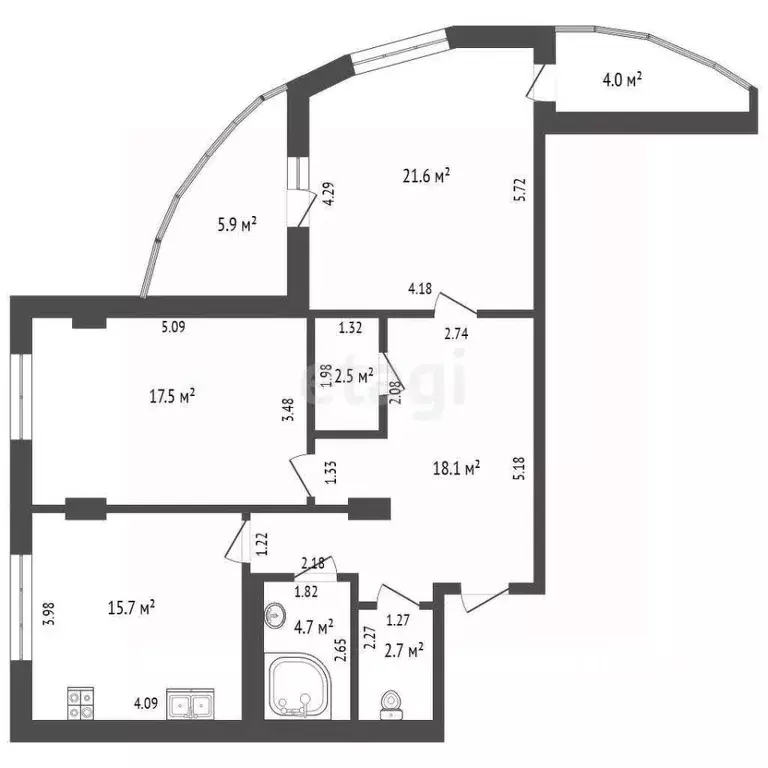 2-к кв. Краснодарский край, Краснодар ул. Кожевенная, 24 (83.0 м) - Фото 2