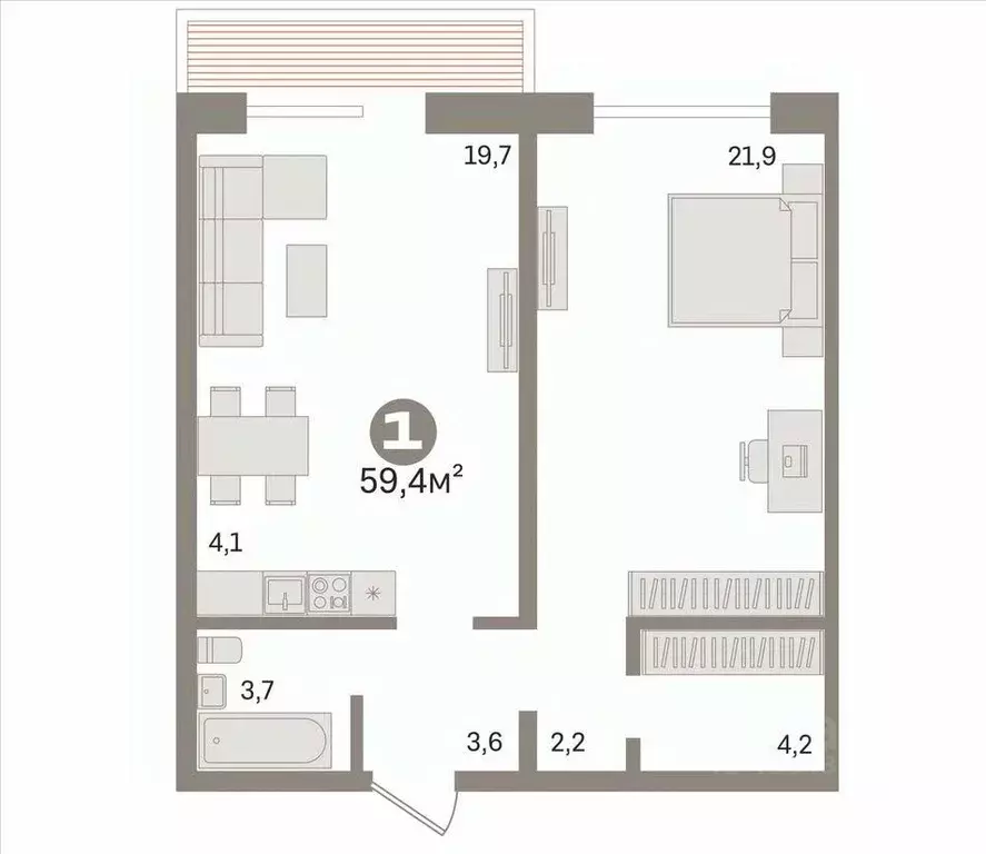 2-к кв. Новосибирская область, Новосибирск ул. Фадеева, 66/4 (59.4 м) - Фото 2