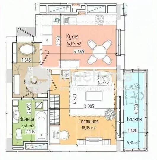 1-к кв. Татарстан, Казань Краснококшайская ул., 84Бк1 (45.6 м) - Фото 1