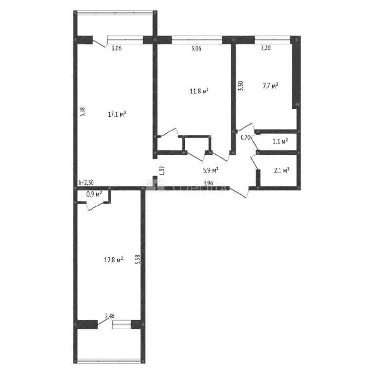 3-к кв. Алтайский край, Барнаул Северо-Западная ул., 35 (62.8 м) - Фото 2