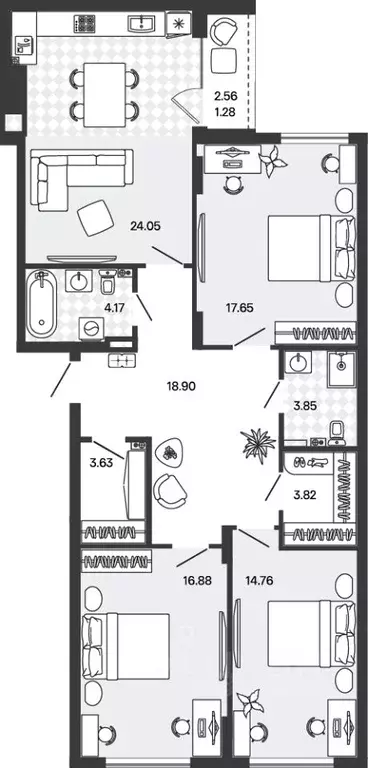 3-к кв. Калининградская область, Гурьевский муниципальный округ, пос. ... - Фото 1