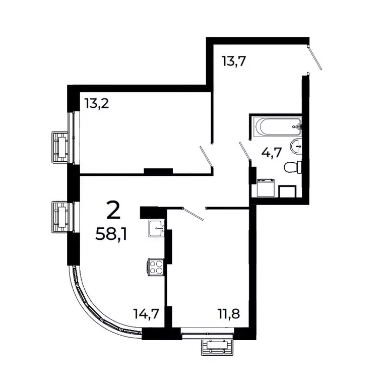2-комнатная квартира: Нижний Новгород, квартал Кооперативный посёлок ... - Фото 1
