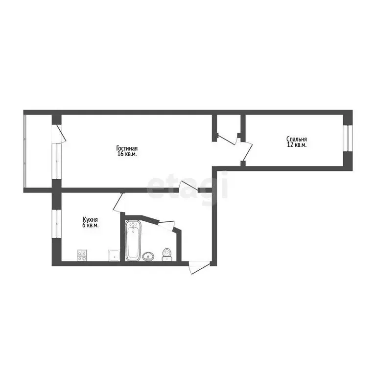 2-комнатная квартира: Севастополь, улица Хрусталёва, 19 (44 м) - Фото 1