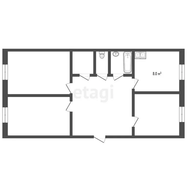 Квартира, 3 комнаты, 63.5 м - Фото 1