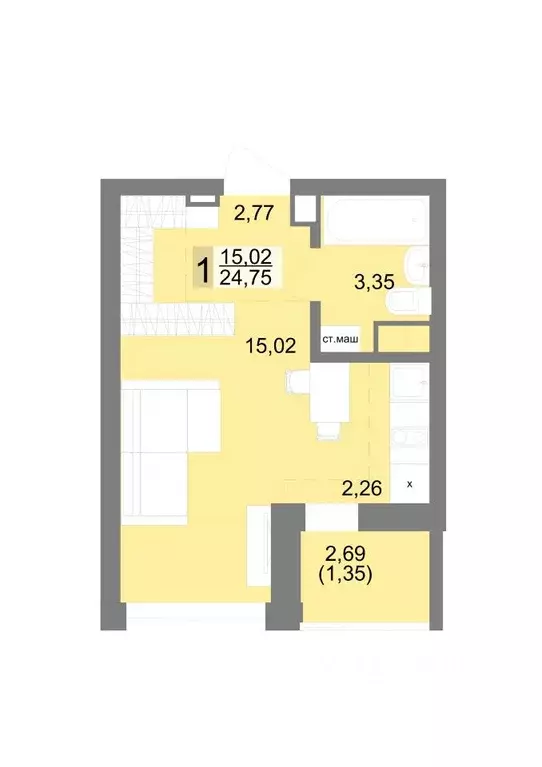 Студия Свердловская область, Екатеринбург ул. Краснофлотцев, 40/2 ... - Фото 1