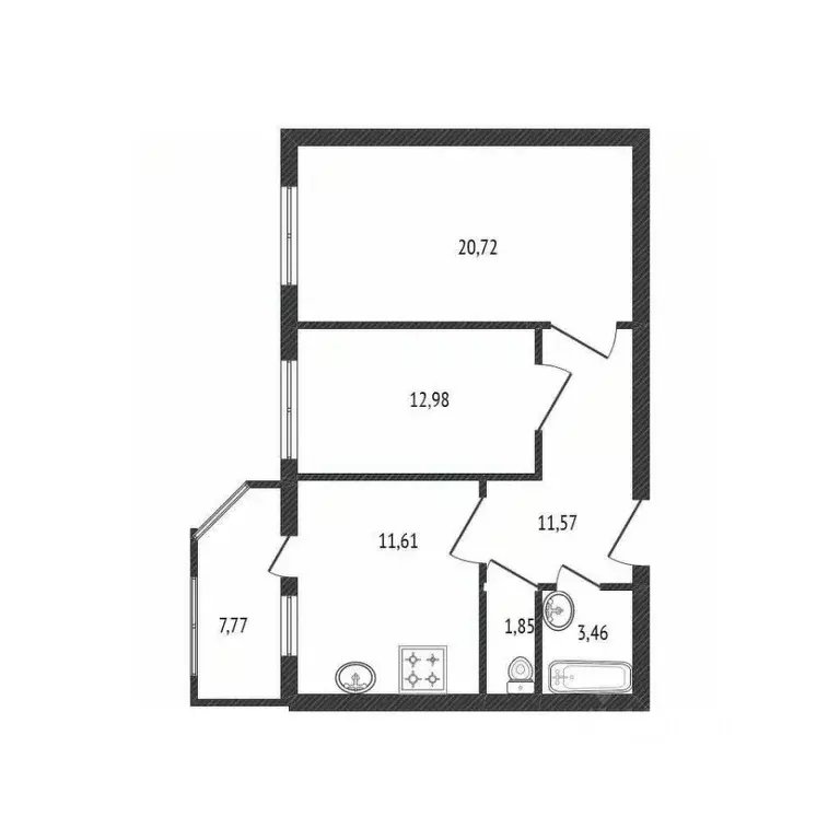 2-к кв. Брянская область, Брянск Бежицкая ул., 315к1 (62.0 м) - Фото 1