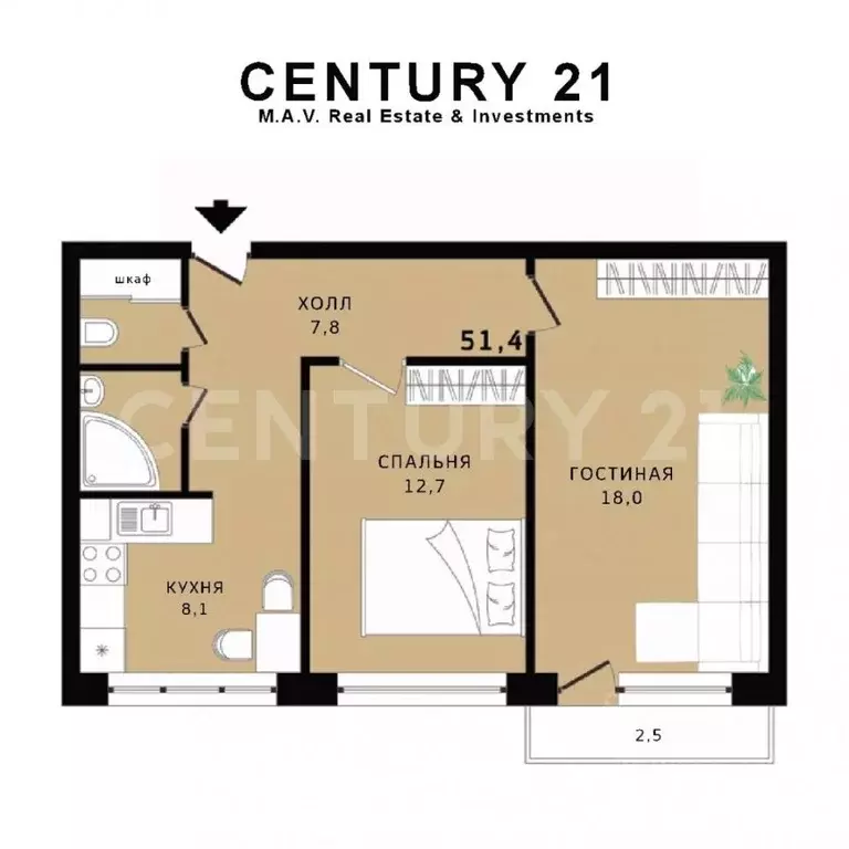 2-к кв. Санкт-Петербург просп. Художников, 30К1 (51.4 м) - Фото 2