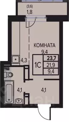 Студия Пермский край, д. Кондратово ул. Водопроводная, 1 (23.7 м) - Фото 0