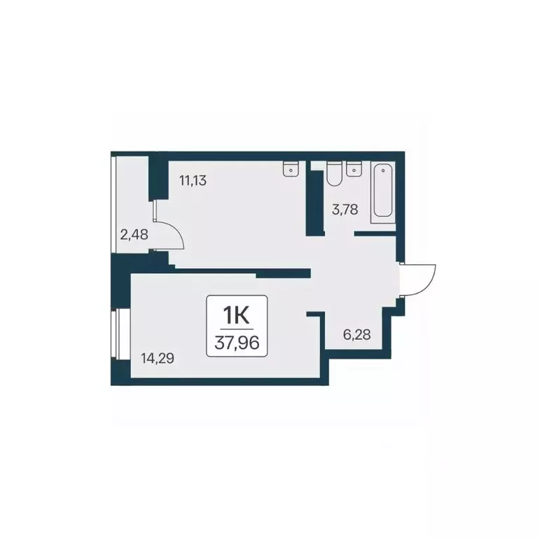 1-к кв. Новосибирская область, Новосибирск Игарская ул., 19/4 (37.96 ... - Фото 1