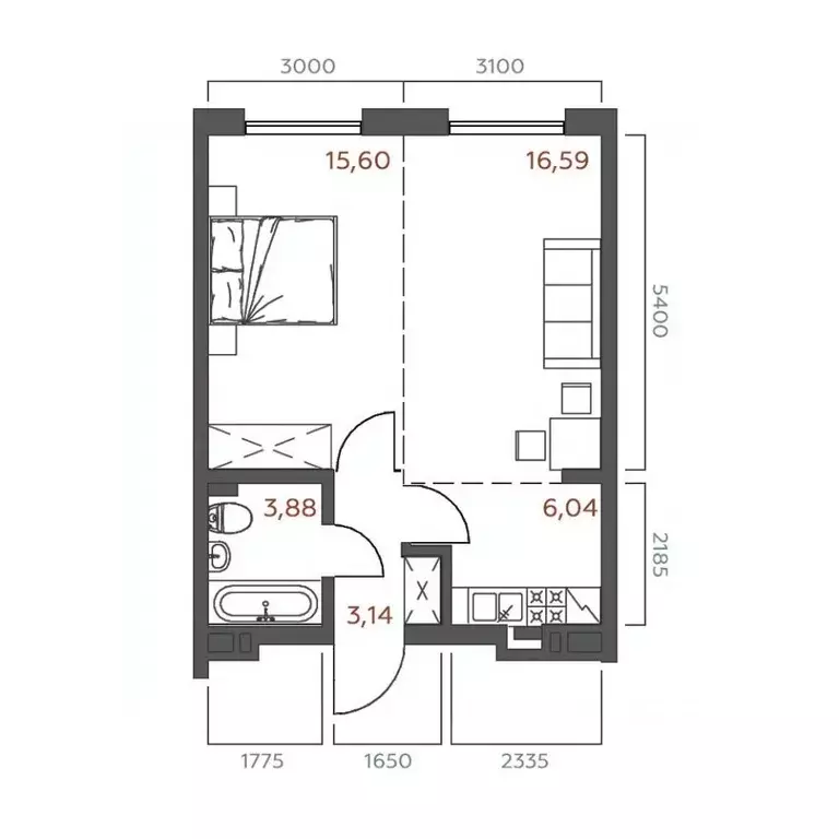 1-к кв. Иркутская область, Иркутск Дальневосточная ул., 46А (45.25 м) - Фото 0