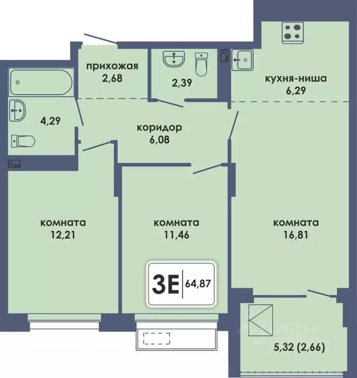 3-к кв. Пермский край, Пермь Камская Долина мкр, Аксиома жилой ... - Фото 1