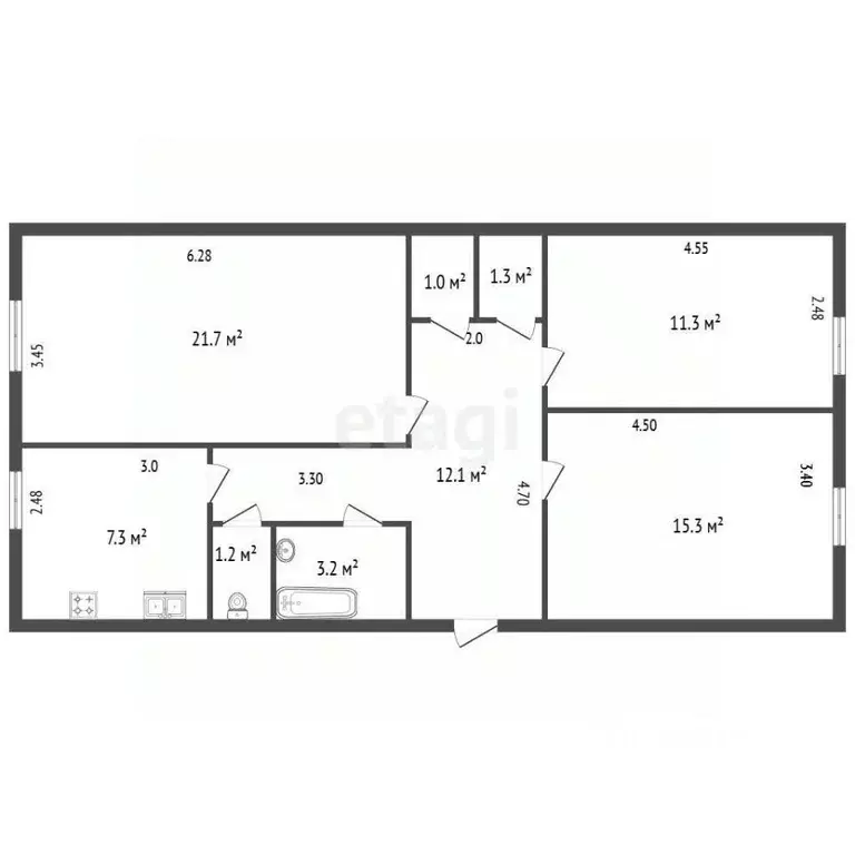 3-к кв. Санкт-Петербург ул. Чапаева, 21 (75.0 м) - Фото 2